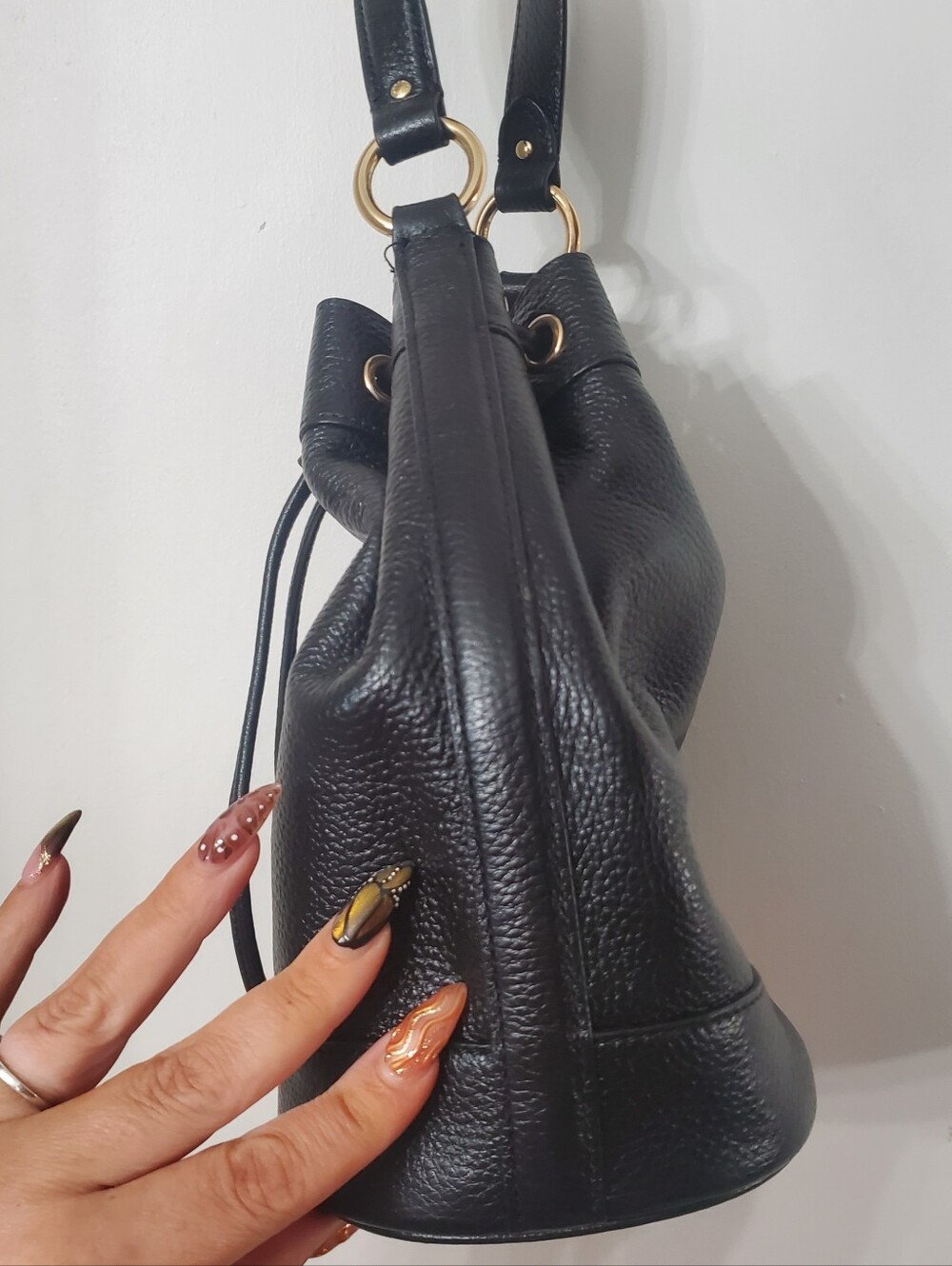 COACH Dempsey Crossbody Bucket Bag Black Leather With Gold Hardware - Picture 9 of 14